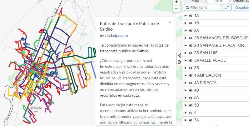 $!La ruta y las que existieron hasta abril del 2019, pueden ser consultadas en el mapa realizado por el colectivo Ciudad Peatón, una iniciativa de la urbanista Diana Infante-Vargas.