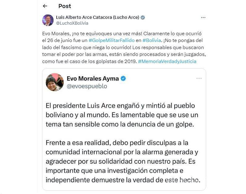 $!Evo Morales acusa a Luis Arce de fraguar un autogolpe de Estado en Bolivia