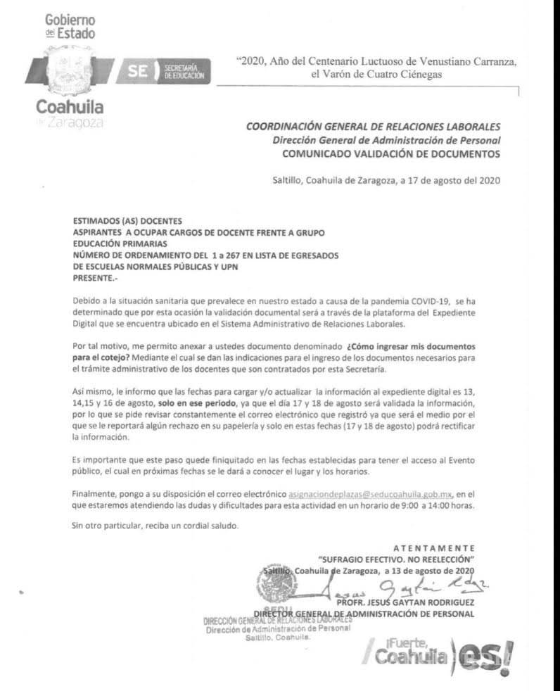 $!Inicia asignación de plazas de maestros en Coahuila; 264 docentes han sido convocados