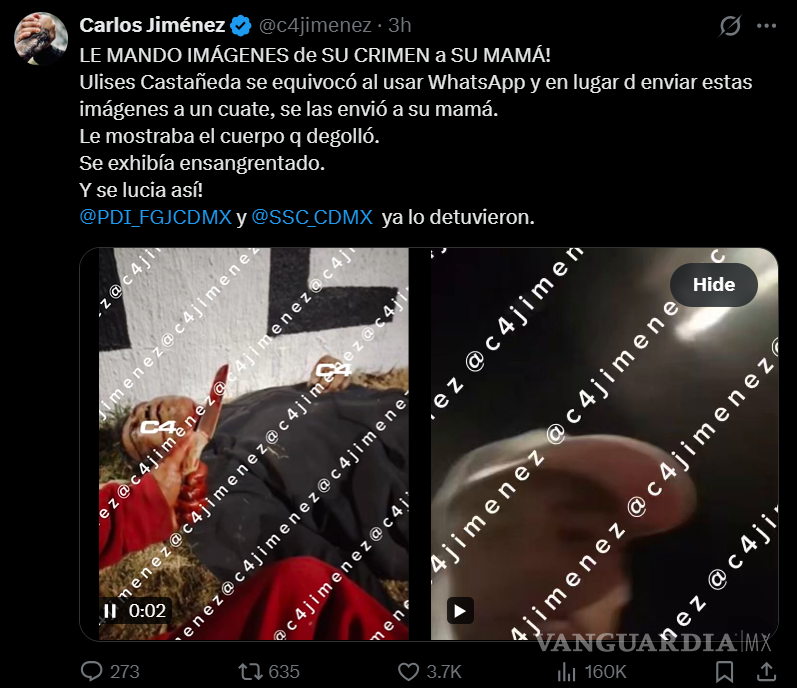 $!Joven presume por error a su madre que degolló a un hombre en Milpa Alta, CDMX