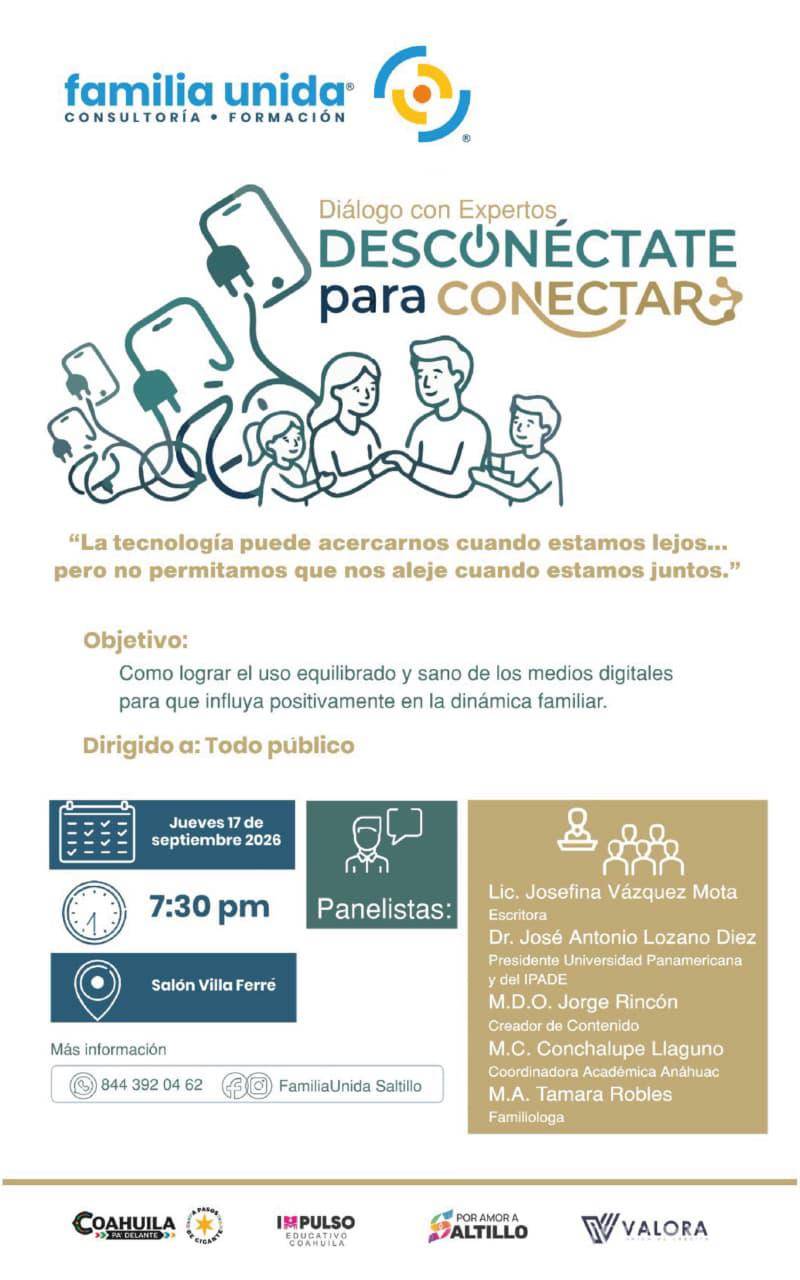 $!‘Desconéctate para conectar’: Saltillo reunirá a expertos para hablar sobre el uso saludable de las pantallas