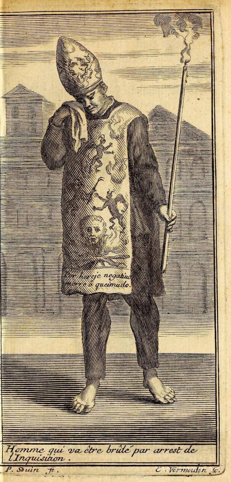 $!La hoguera como castigo ejemplar. Grabado de Cornelis Martinus Vermeulen que representa la ejecución pública de un supuesto hereje, una de las imágenes más difundidas de la intolerancia religiosa en la Europa moderna.