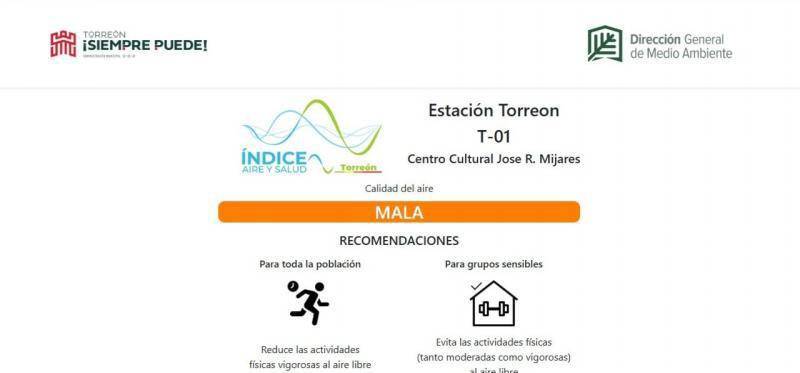 $!El día de hoy la ciudad registró una calidad del aire mala, clasificado en semáforo naranja, por mantener valores entre 61 y 132 microgramos por metro cúbico (ug/m3) de diversos contaminantes, específicamente de partículas sólidas suspendidas.
