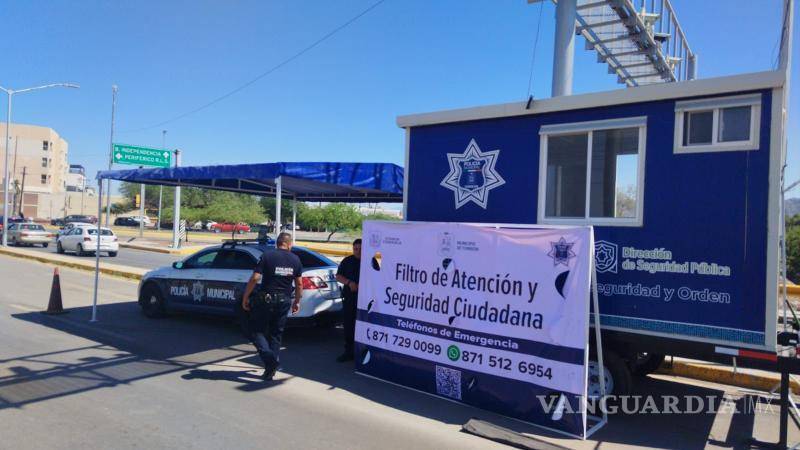 $!Puntos estratégicos como el periférico y límites con Gómez Palacio cuentan con filtros de revisión para garantizar la seguridad.