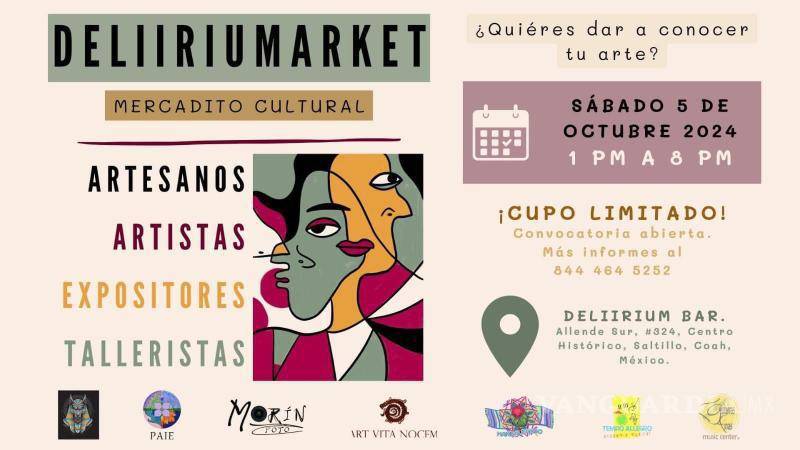 $!Invitan a artesanos y artistas de Saltillo al mercadito cultural ‘Delliriumarket’