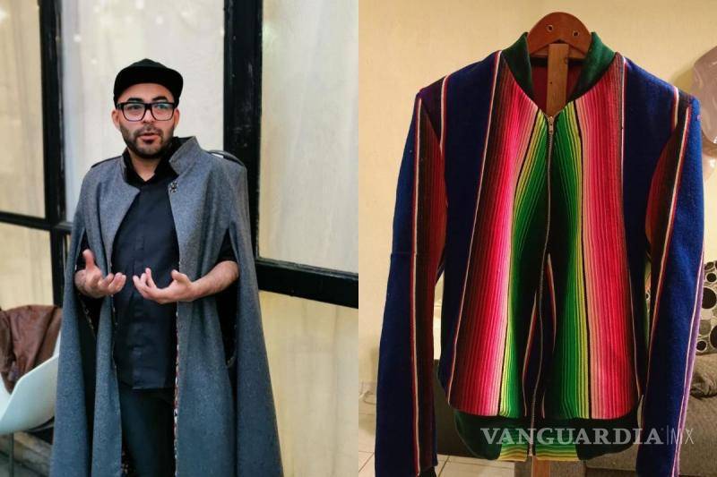 $!Manuel Morales y uno de sus diseños de bomber jacket.