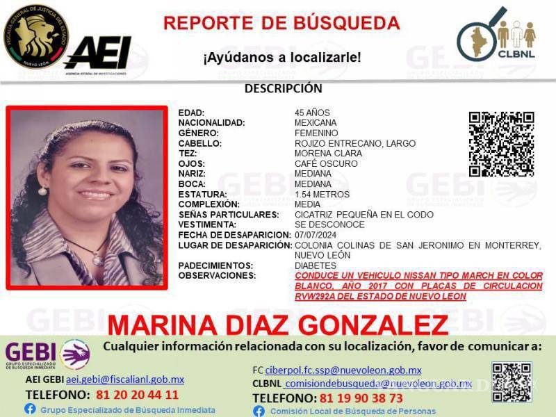 $!Buscan a maestra de kínder desaparecida en Monterrey, Nuevo León