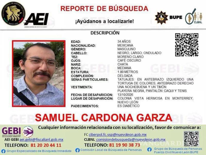$!Intensifican búsqueda de Samuel Cardona, ambientalista desaparecido en NL