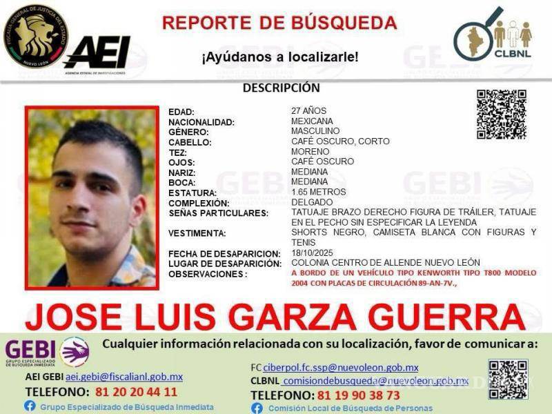 $!Buscan a traileros que salieron de Allende, Nuevo León a Reynosa, Tamaulipas y están desaparecidos