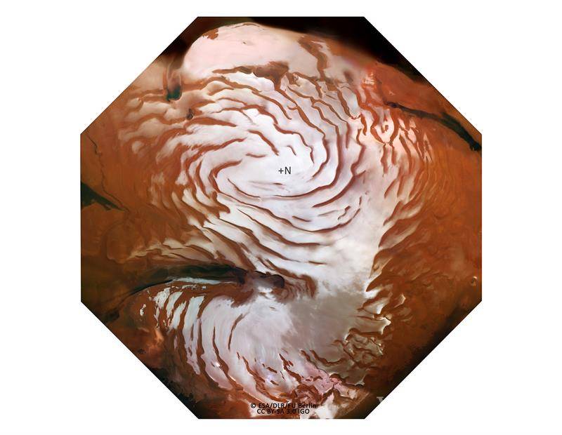 $!Nuevas fotos de Marte permiten observar espirales glaciares