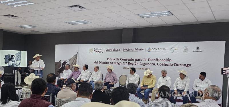 $!Autoridades de Coahuila y Durango firmaron el Convenio para la Tecnificación del Distrito de Riego 017, un proyecto clave para optimizar el uso del agua en la Comarca Lagunera.