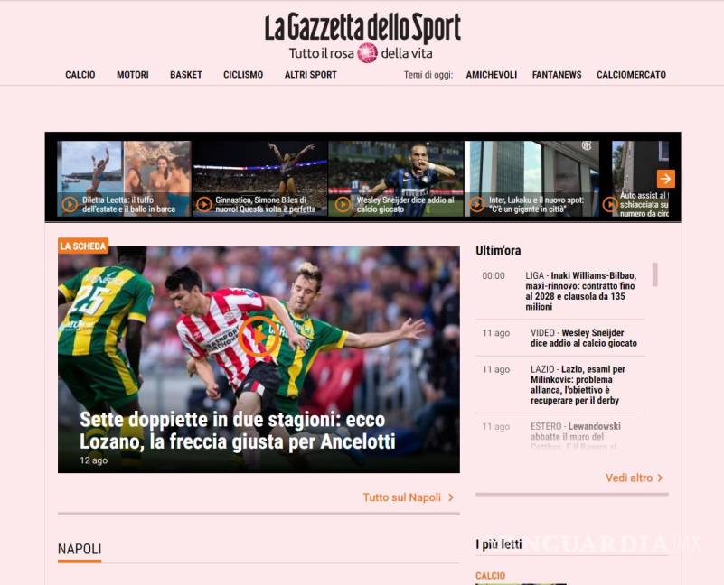 $!La prensa italiana ya prepara el fichaje del 'Chucky' Lozano con el Napoli