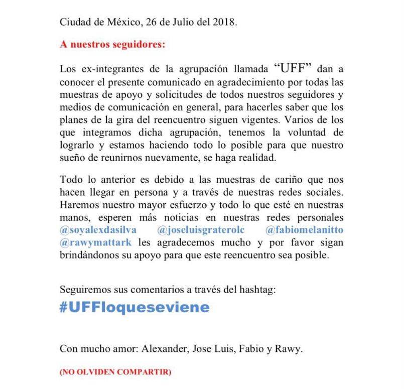 $!Mira como se ven los integrantes de UFF ¡18 años después!