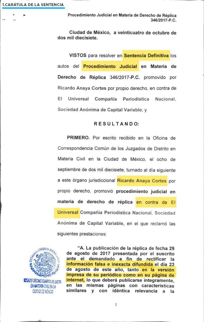 $!Ricardo Anaya gana demanda a El Universal; el diario apelará