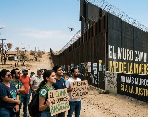 Imagen creada a través de inteligencia artificial de una supuesta protesta en la que se pide más inversión para luchar contra la crisis climática.