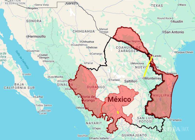 Alerta pide a estadounidenses reconsiderar viajes a Coahuila; advierte de ‘terrorismo’ en zonas de México