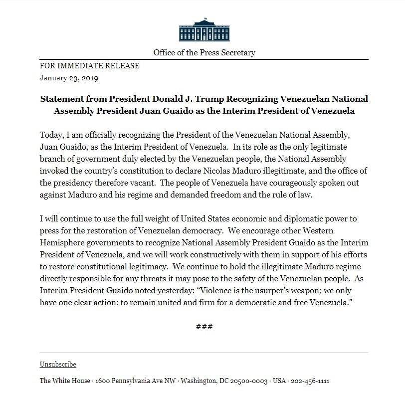 $!Caos en Venezuela, Guaidó se proclama presidente y Trump lo reconoce: 'Maduro es ilegitimo'; AMLO lo niega