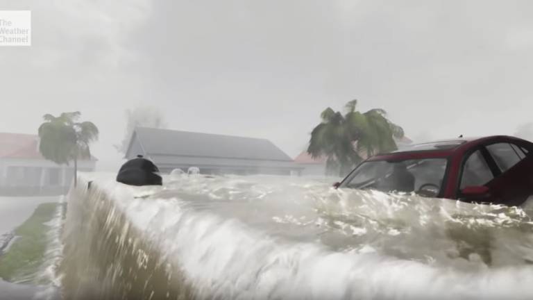 $!Bajo un metro y medio de agua quedaría Carolina del Norte tras paso del huracán Florence (video)