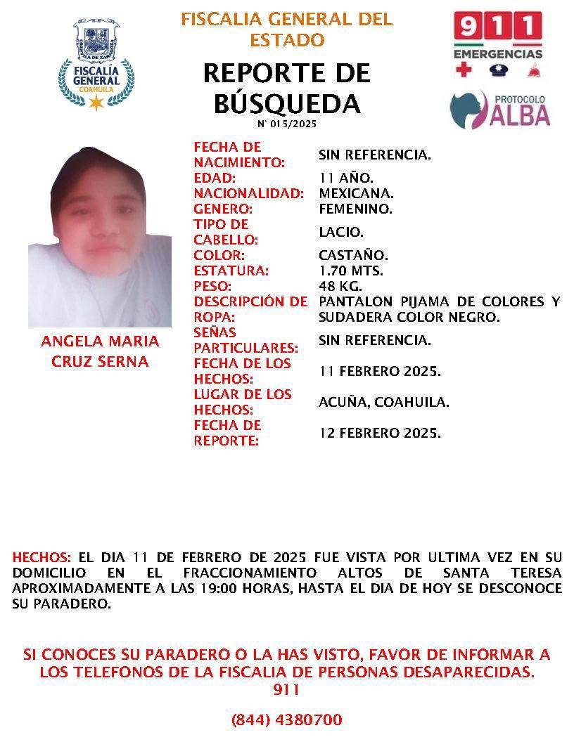 $!Desaparecen niñas en Acuña; Fiscalía de Coahuila solicita ayuda para localizarlas