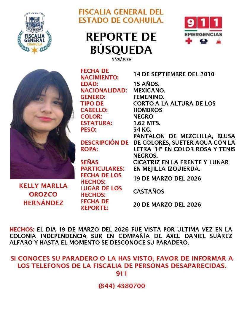 $!Kelly Marlla Orozco Hernández, de 15 años, y Axel Daniel Suárez Alfaro, de 11 años, quienes fueron reportados como no localizados desde el pasado 19 de marzo.