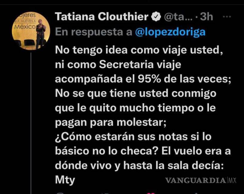 $!Así le respondió Tatiana Clouthier a López-Dóriga por foto sola en el aeropuerto de la CDMX