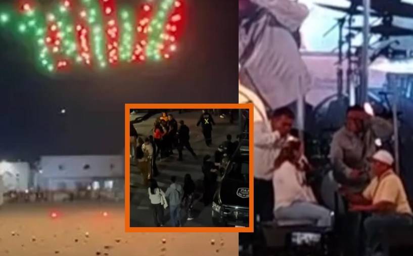 Pedida de matrimonio, riña y ‘choque’ de drones, así se vivió el Grito de Independencia en Coahuila (VIDEO)