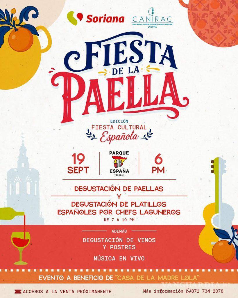 $!La Fiesta de la Paella se realizará el 19 de septiembre en el Parque España; la convocatoria contempla degustaciones, vinos, postres y música en vivo.