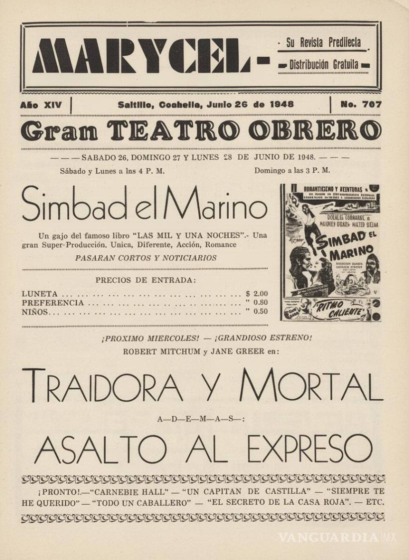 $!Ejemplar de Marycel, testimonio impreso de los negocios, el cine y los sueños de una generación saltillense.