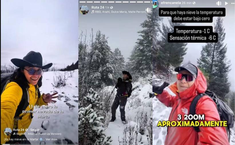 El acceso a la zona nevada requirió una caminata de aproximadamente cuatro kilómetros y equipo especializado para bajas temperaturas.