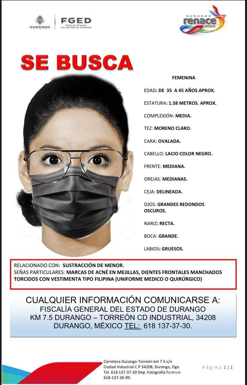 $!Sustraen a una bebé de un mes del Hospital Materno Infantil de Durango; video muestra a sospechosa