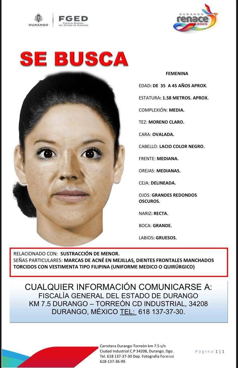 $!Sustraen a una bebé de un mes del Hospital Materno Infantil de Durango; video muestra a sospechosa