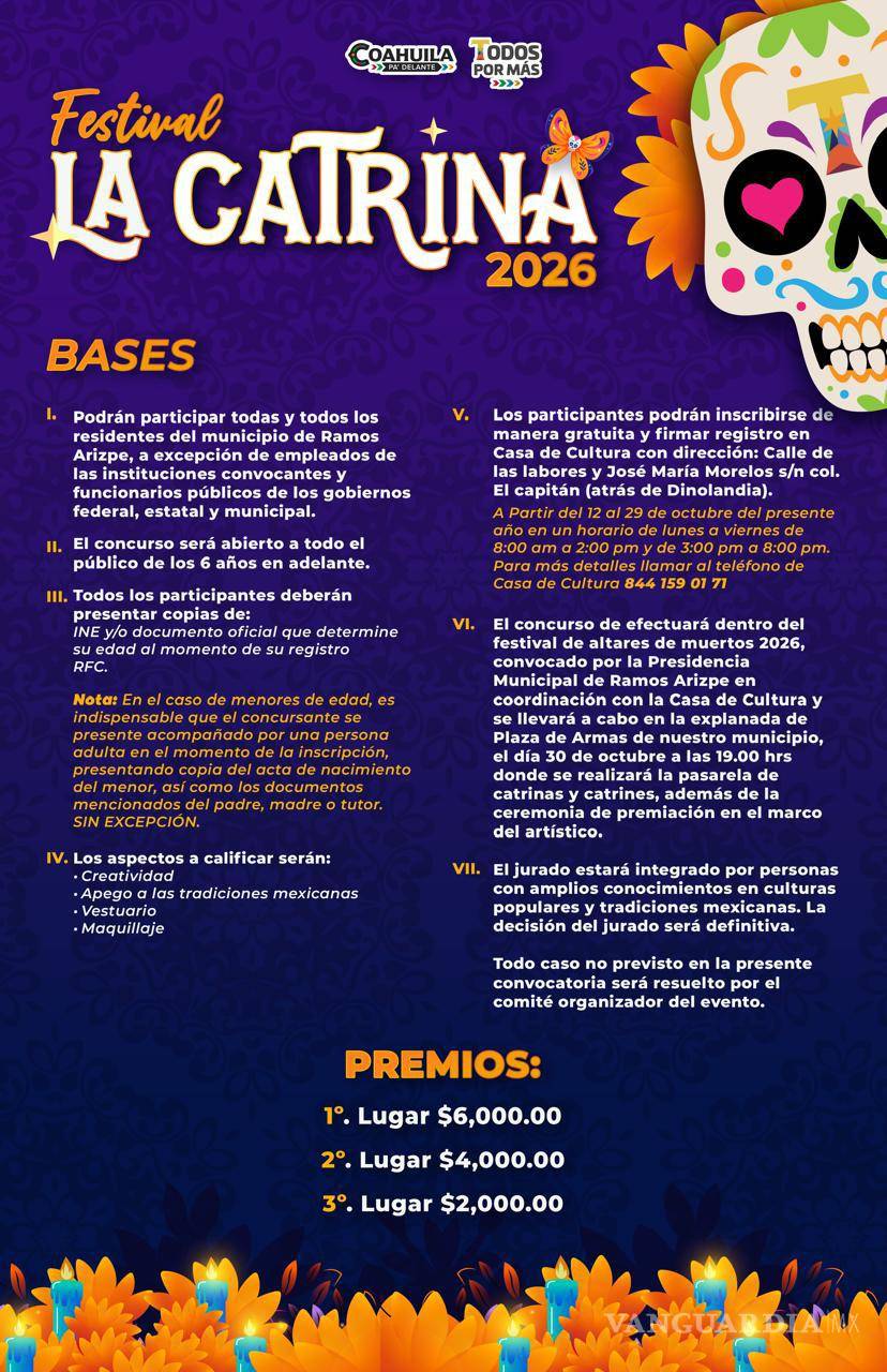 $!Ramos Arizpe premiará el talento y la creatividad en el concurso de caracterización del Festival La Catrina 2026