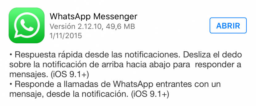 $!WhatsApp para iPhone se actualiza y mejora la respuesta de mensajes