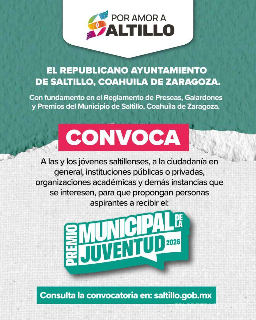 $!Las candidaturas al Premio Municipal de la Juventud 2026 podrán registrarse hasta el próximo 23 de septiembre.