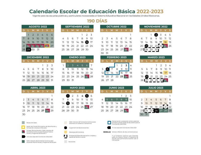 $!Calendario escolar oficial de la SEP, ciclo 2022-2023.