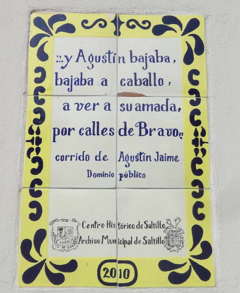 $!Placa de talavera en la calle Bravo de Saltillo, por la que Agustín Jaime bajaba.