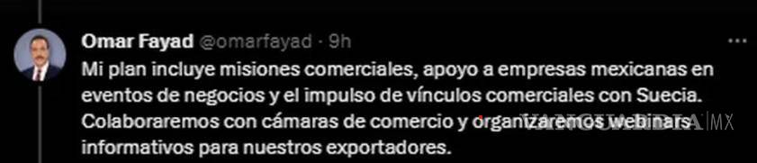 $!Fayad confunde Noruega con Suecia, tras ser nombrado embajador, borra el mensaje y estallan las redes