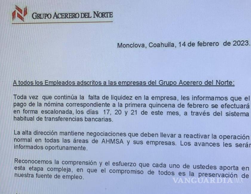 AHMSA retrasa otra vez el pago de nómina a empleados de confianza