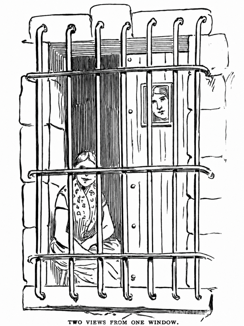 $!Desde una misma ventana, dos mujeres observan la calle sin abandonar el espacio doméstico. La lámina permite leer una frontera de género: ellas podían mirar el mundo exterior, aunque su presencia permaneciera resguardada por rejas, postigos y pequeñas aberturas.