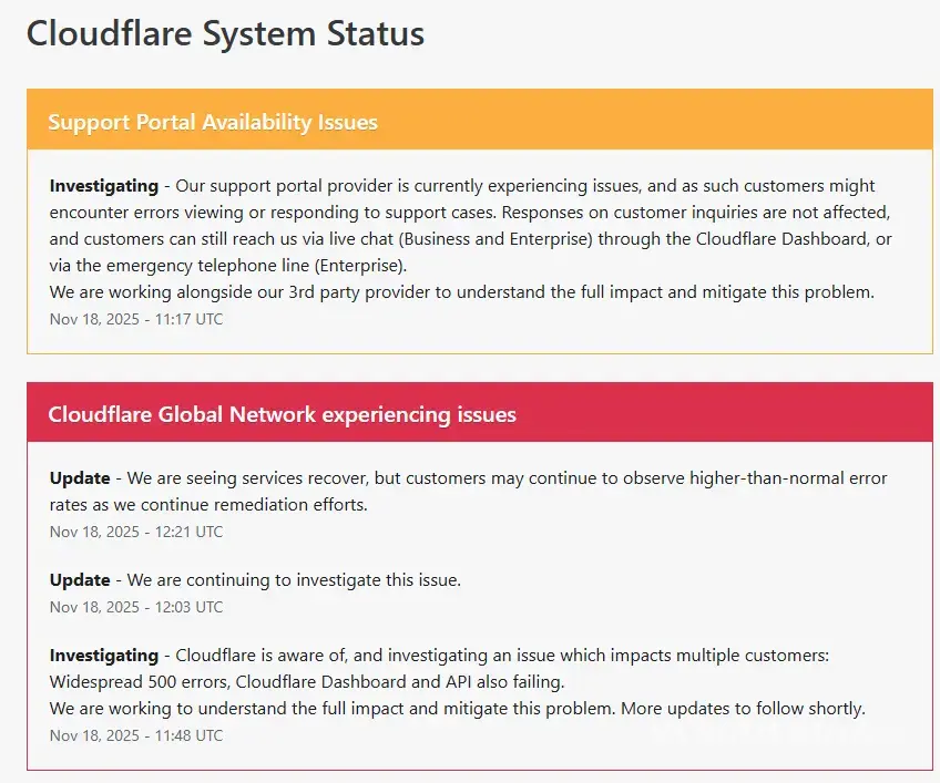 $!Servidores de Cloudflare, la Red de Distribución de Contenidos (CDN) utilizada por miles de empresas, reportaron una incidencia que generó latencia y errores 500 a nivel mundial. La falla en esta “autopista digital” impactó el tráfico de servicios cruciales y el acceso a Downdetector.