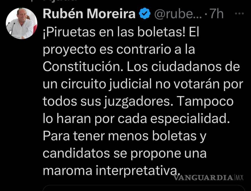 $!Serán ‘patito’, las elecciones de jueces y ministros, dice Rubén Moreira, diputado federal por Coahuila