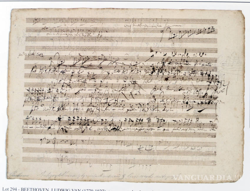 $!Subastan partitura inédita de Beethoven por 100 mil dólares