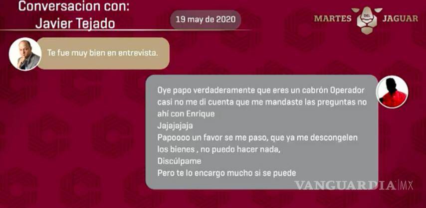 $!Layda Sansores exhibe conversación entre ‘Alito’ Moreno y asesor de Televisa en el ‘Martes del Jaguar’