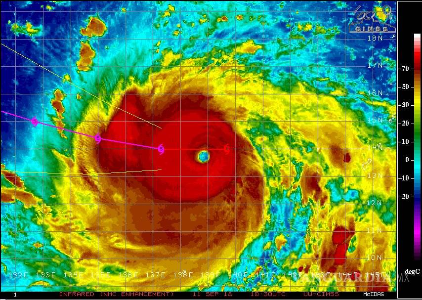 $!Súper tifón Mangkhut se intensifica en el Pacífico y se dirige a Hong Kong