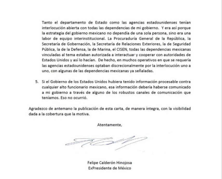 $!Niega Calderón que su gobierno conociera nexos de García Luna con narcotráfico