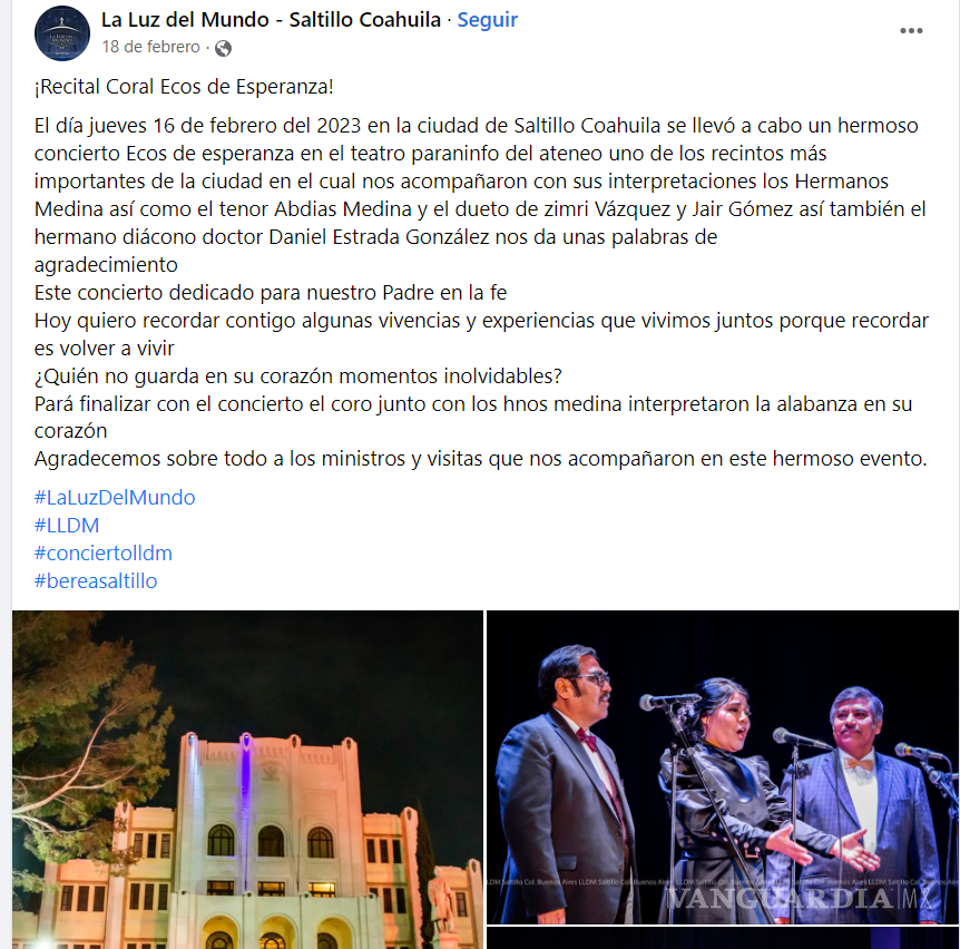 $!Uno de los últimos eventos que realizó esta organización en espacios que pueden ser considerados como patrimonio público, al contar con subsidios presupuestales federales o estatales, es el Paraninfo del Ateneo Fuente de la Universidad Autónoma de Coahuila.