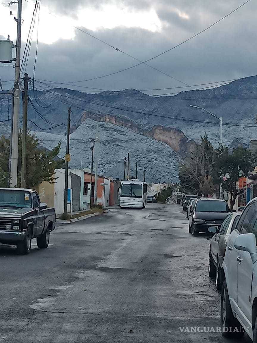 $!Cubre manto de hielo la sierra de Zapalinamé en Saltillo