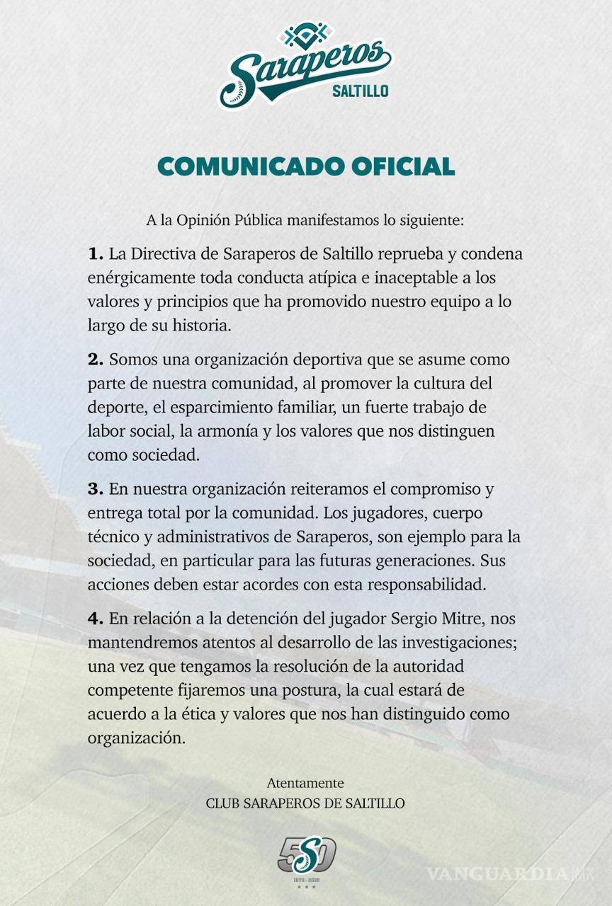 $!Sergio Mitre vuelve al ojo del huracán y la directiva de Saraperos espera una resolución para dar su postura