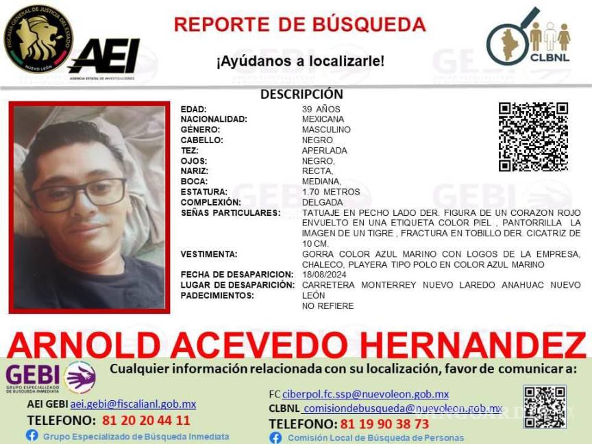 $!Encuentran sin vida a Arnold Acevedo Hernández tras ser abandonado en la carretera Monterrey-Laredo por un compañero de trabajo