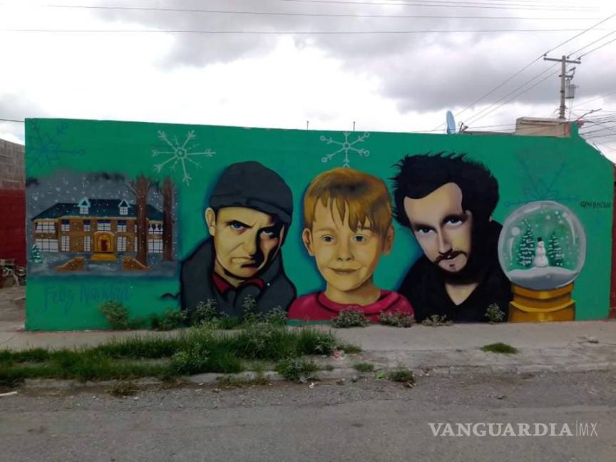 $!Artista saltillense crea mural de Joaquín Cosío; actor presume obra con foto